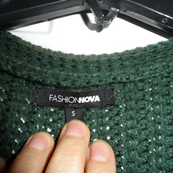 Fashion Nova - dark green Knit Fringe Cardigan - Picture 4 of 9